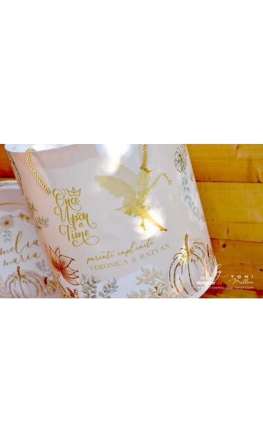 Trusou botez cu zana gold Tinkerbell si dovleci aurii cu somon si verde menta 20